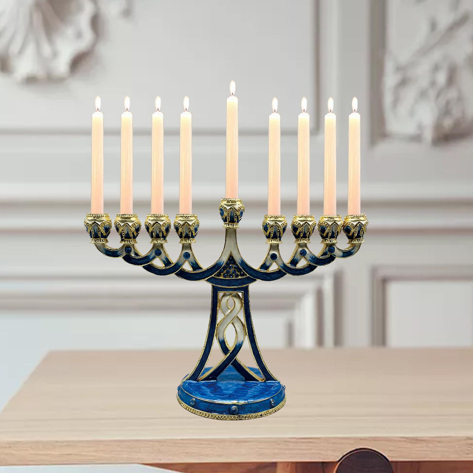 Candle Holder Decor - Portacandele Menorah Smaltato Antico a 9